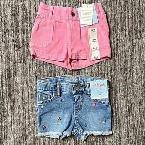 Cat & Jack Pink and Blue Denim Kids Shorts Set Size 12M